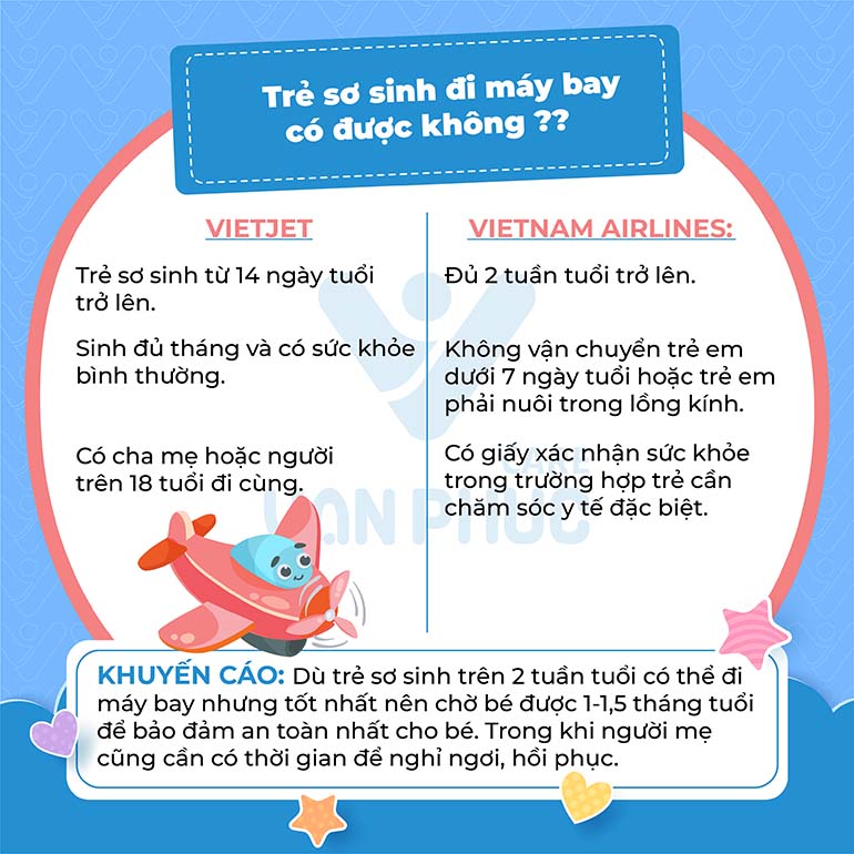 Trẻ sơ sinh đi máy bay được không?