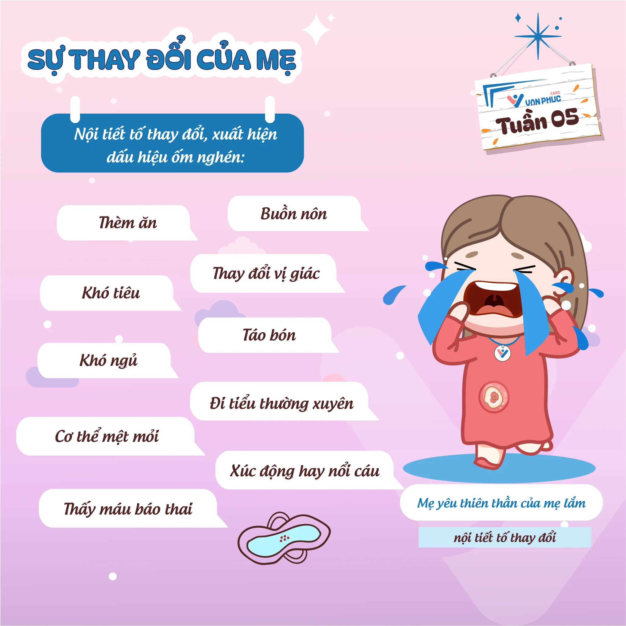 Sự thay đổi của mẹ trong tuần thai thứ 5